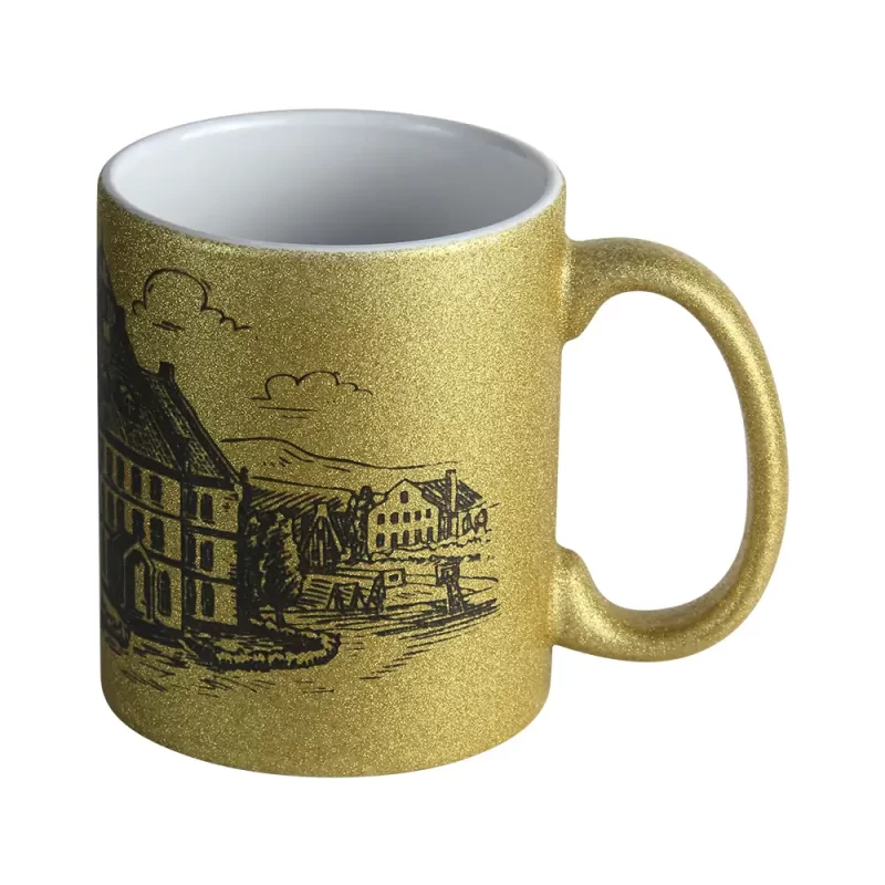 11 oz Sublimation Glitter Mug (Gold)-2