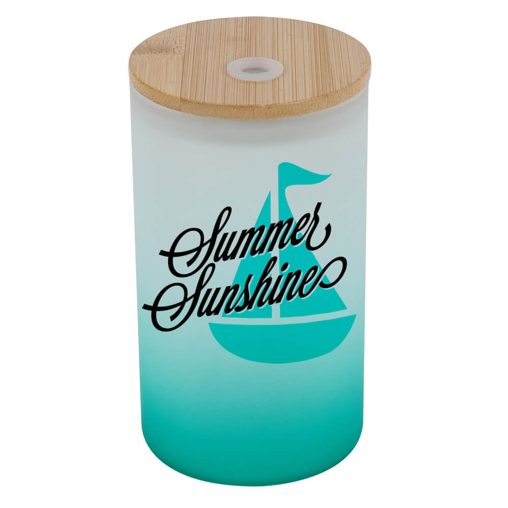 Frosted Sublimation Glass tumbler with Bamboo lid and Straw 16oz