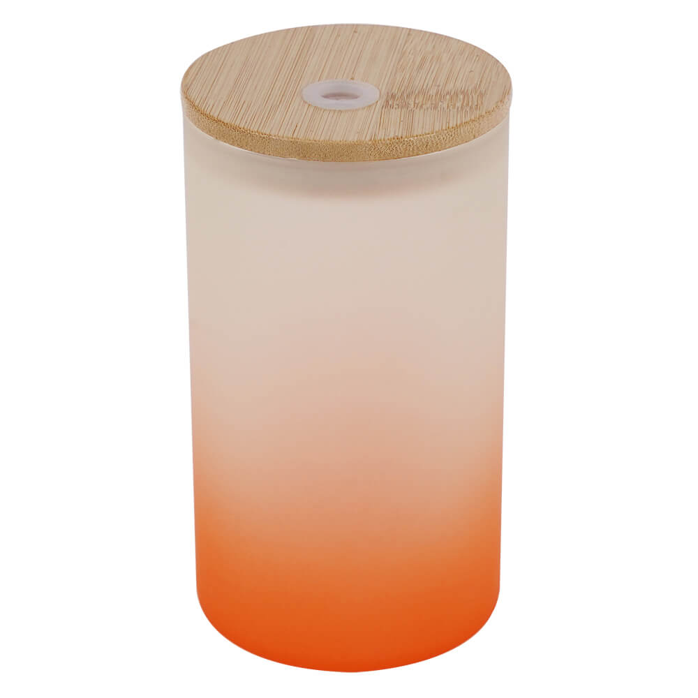 Frosted Sublimation Glass tumbler with Bamboo lid and Straw 16oz