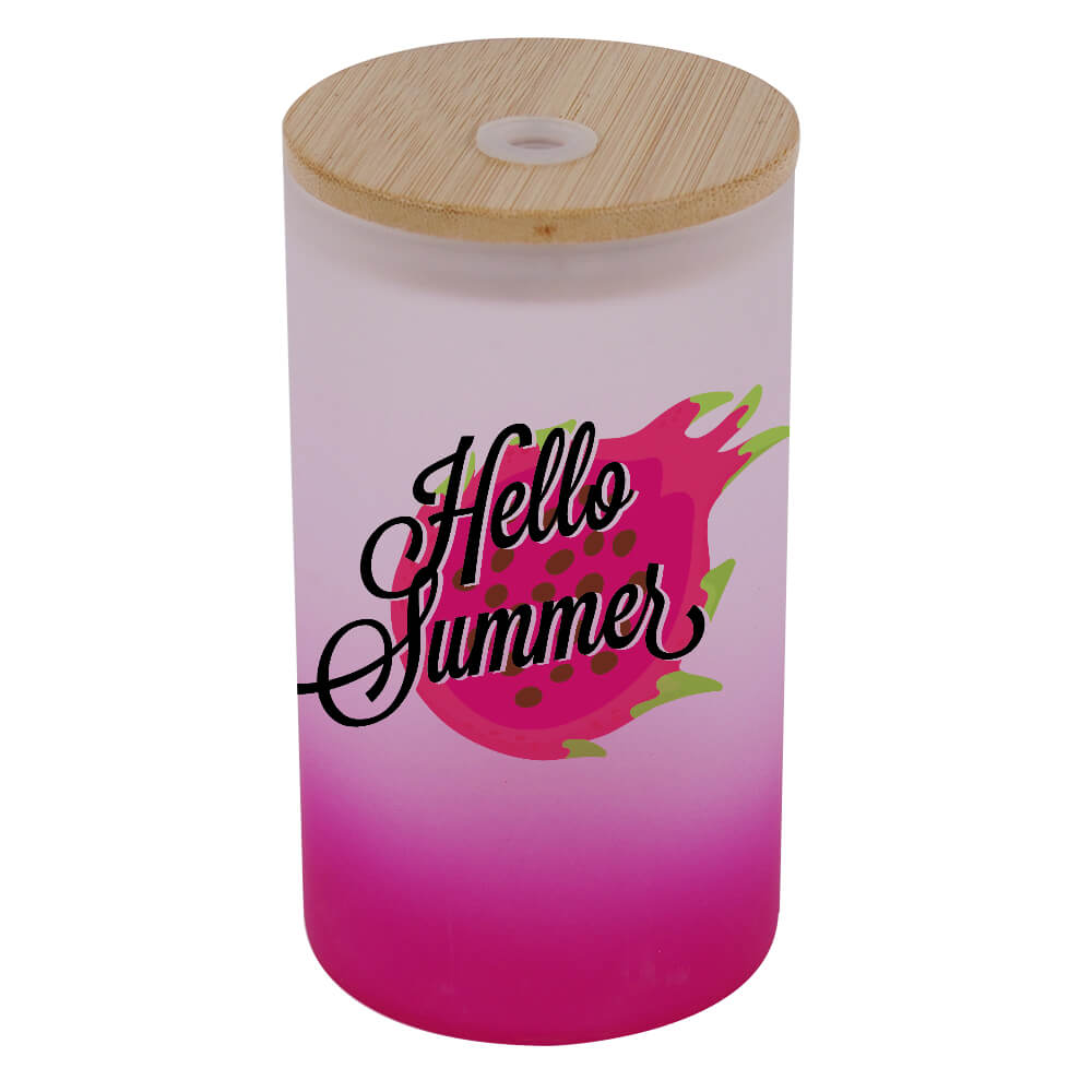 17oz Sublimation BLANK Slim Glass Tumbler w/ Frosted & Purple Gradient