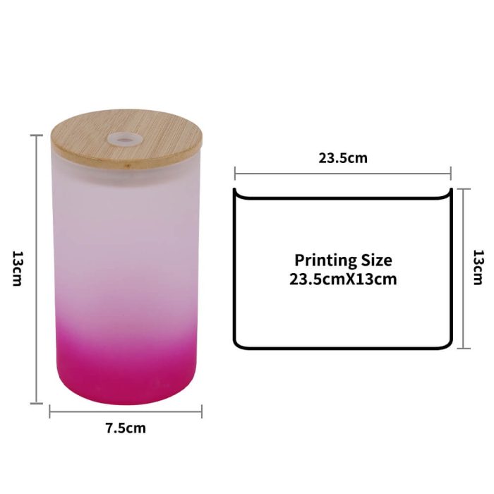 16 oz Sublimation Glass Skinny Tumbler with Straw (Frosted, Gradient Purple)-4