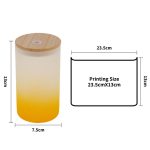 16 oz Sublimation Glass Skinny Tumbler with Straw (Frosted, Gradient Yellow)-4