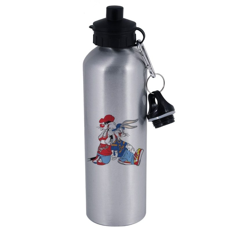 750ml Sports Bottle Double Caps Silver 2