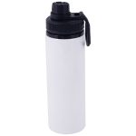 600ml Aluminum Water Bottle with Black Rim White 1