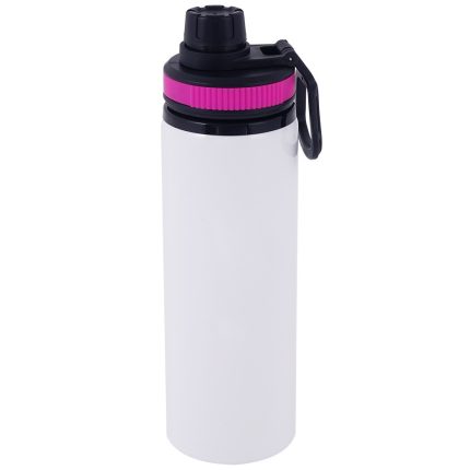 600ml Aluminum Water Bottle with Rose Red Rim White 1