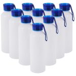 750ml Aluminium Bottle with Blue screw cap and matching strap White 3