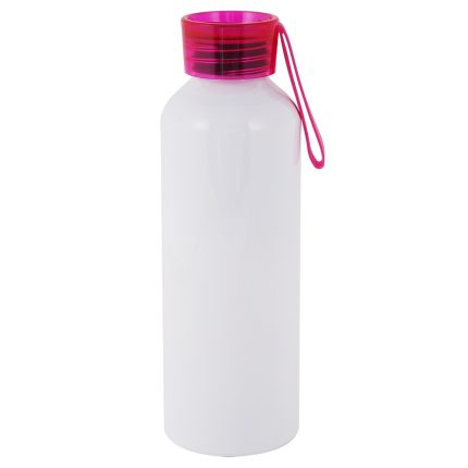 750ml Aluminium Bottle with Red screw cap and matching strap White 1