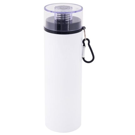 750ml Aluminum Water Bottle with Transparent Cap Black Lid White 1