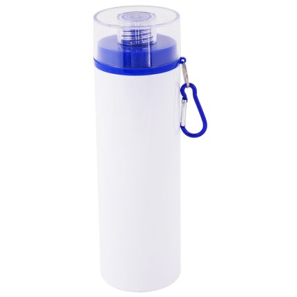 750ml Aluminum Water Bottle with Transparent Cap Blue Lid White 1