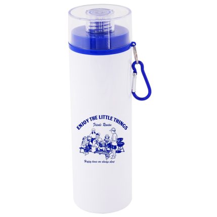 750ml Aluminum Water Bottle with Transparent Cap Blue Lid White 2