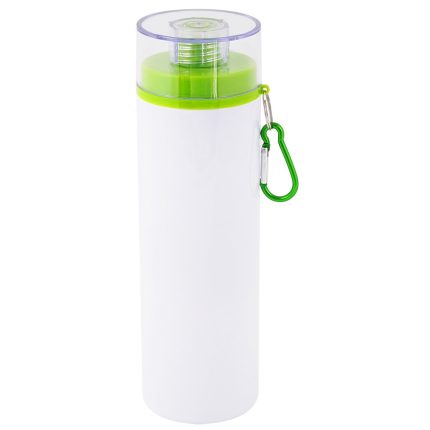 750ml Aluminum Water Bottle with Transparent Cap Green Lid White 1
