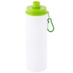 750ml Aluminum Water Bottle with Transparent Cap Green Lid White 3