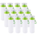 750ml Aluminum Water Bottle with Transparent Cap Green Lid White 5