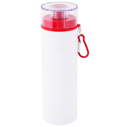 750ml Aluminum Water Bottle with Transparent Cap Red Lid White 1