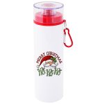 750ml Aluminum Water Bottle with Transparent Cap Red Lid White 2
