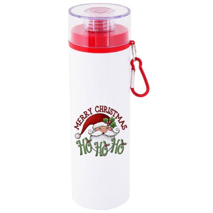 750ml Aluminum Water Bottle with Transparent Cap Red Lid White 2