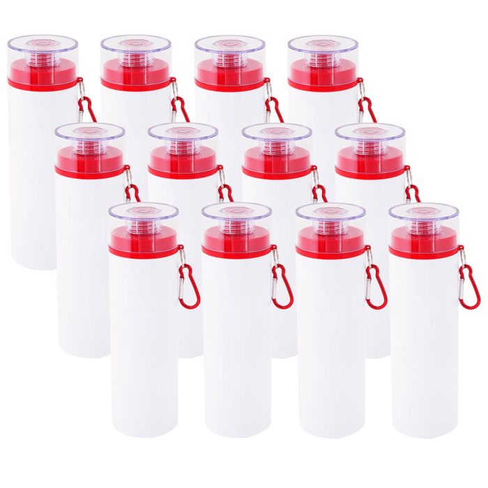 750ml Aluminum Water Bottle with Transparent Cap Red Lid White 5