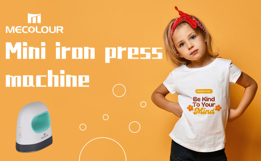 Mini iron press machine on tshirt