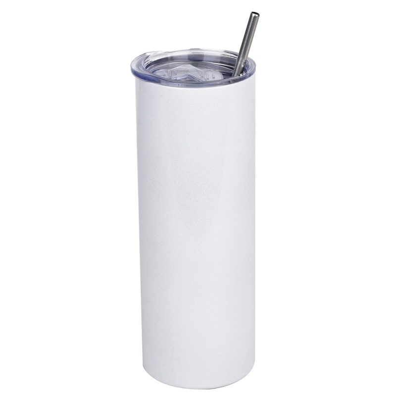 20oz white sparkling Stainless Steel Skinny Tumbler-1