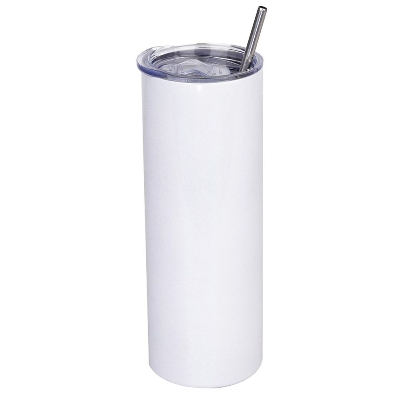 20oz white sparkling Stainless Steel Skinny Tumbler-2