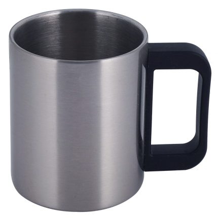 300ml Silver Stainless Steel Mug Plastic Handle-1