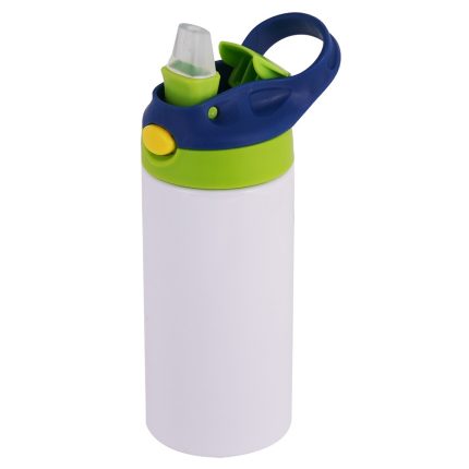 350ml kids stainless steel insulated water bottle-green lid-2