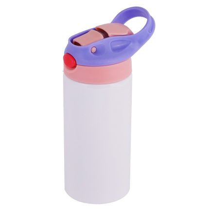 350ml kids stainless steel insulated water bottle-pink lid-1