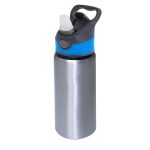 600ml silver Water Bottle-blue Cap-2