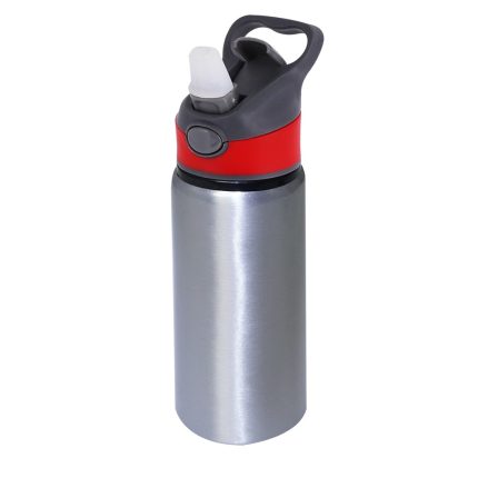 600ml silver Water Bottle-red Cap-2