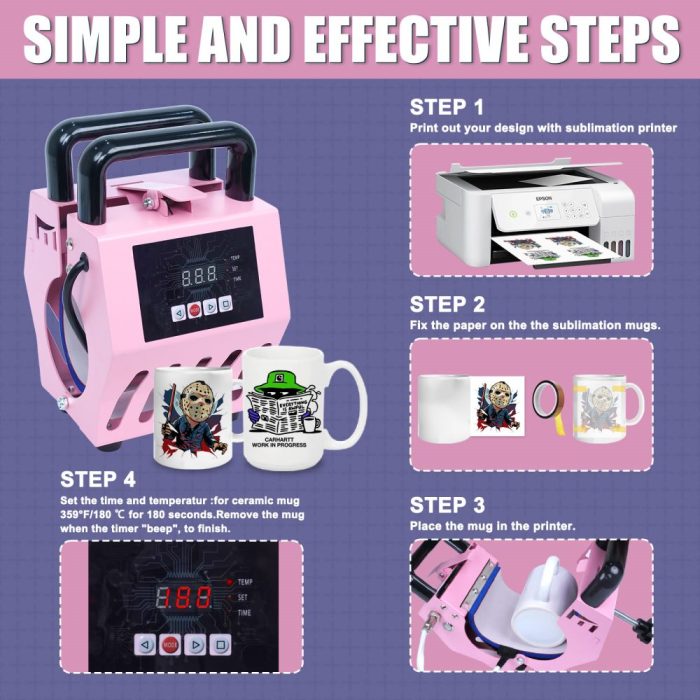 11oz portable mug press pink-3
