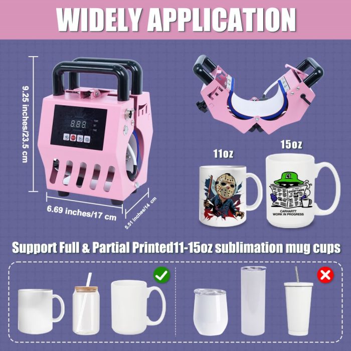 11oz portable mug press pink-4