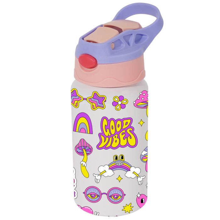 500ml kids aluminum water bottle with pink cover-5